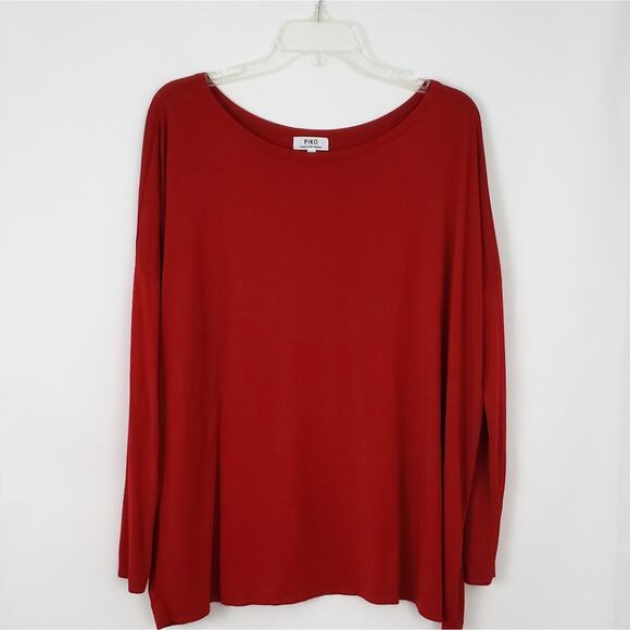 PIKO Yoga Famous Bamboo Top Long Sleeve Loose Breathable Medium Women Red Shirt - Picture 1 of 3